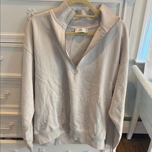 Men's Half-Zip Pullover Sweatshirt - Light Beige